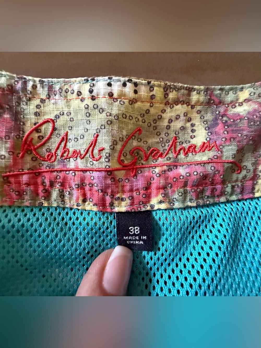 Robert Graham 38 Turquoise and Multicolor Men’s Swim Board Shorts